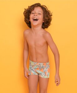 Sunga Magah Infantil Gabriel Boxer Folhas Laranja