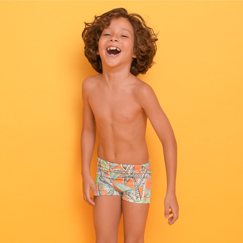 Sunga Magah Infantil Gabriel Boxer Folhas Laranja - Imagem 3