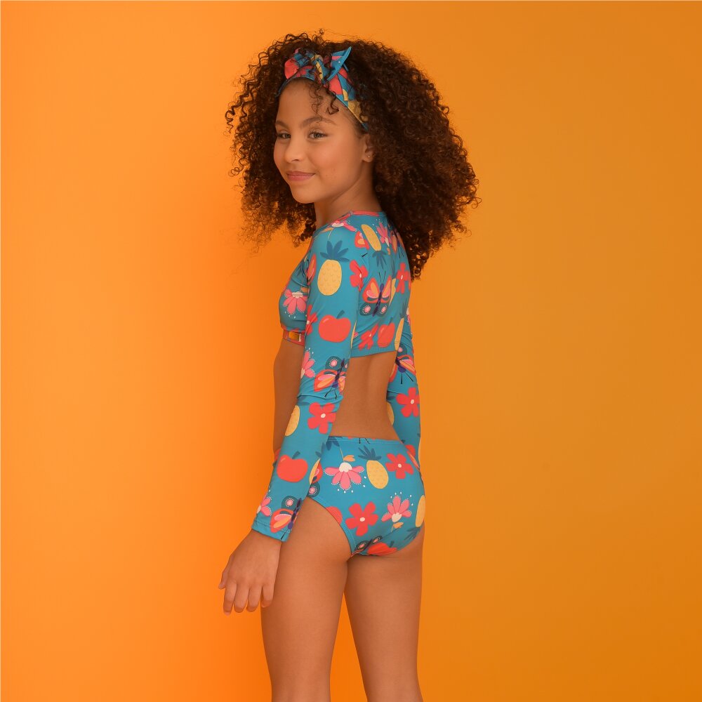 Biquíni Magah Infantil Cropped Duda Borboleta Azul