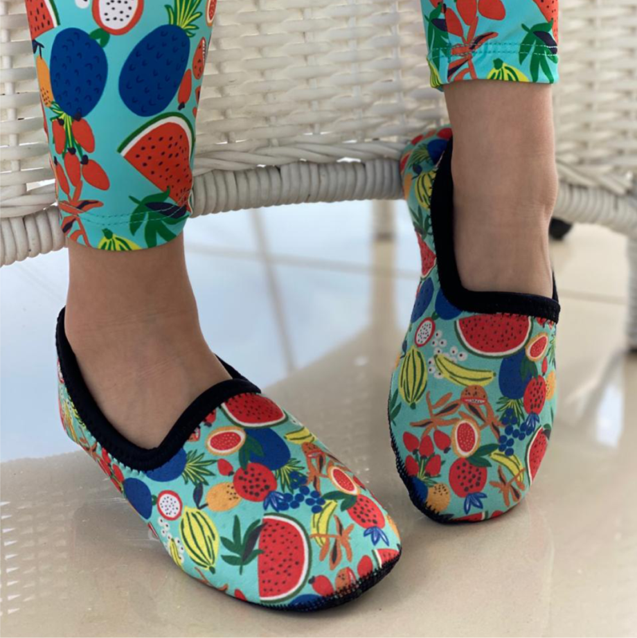 Sapatilha Neoprene Infantil Frutas Verde Água