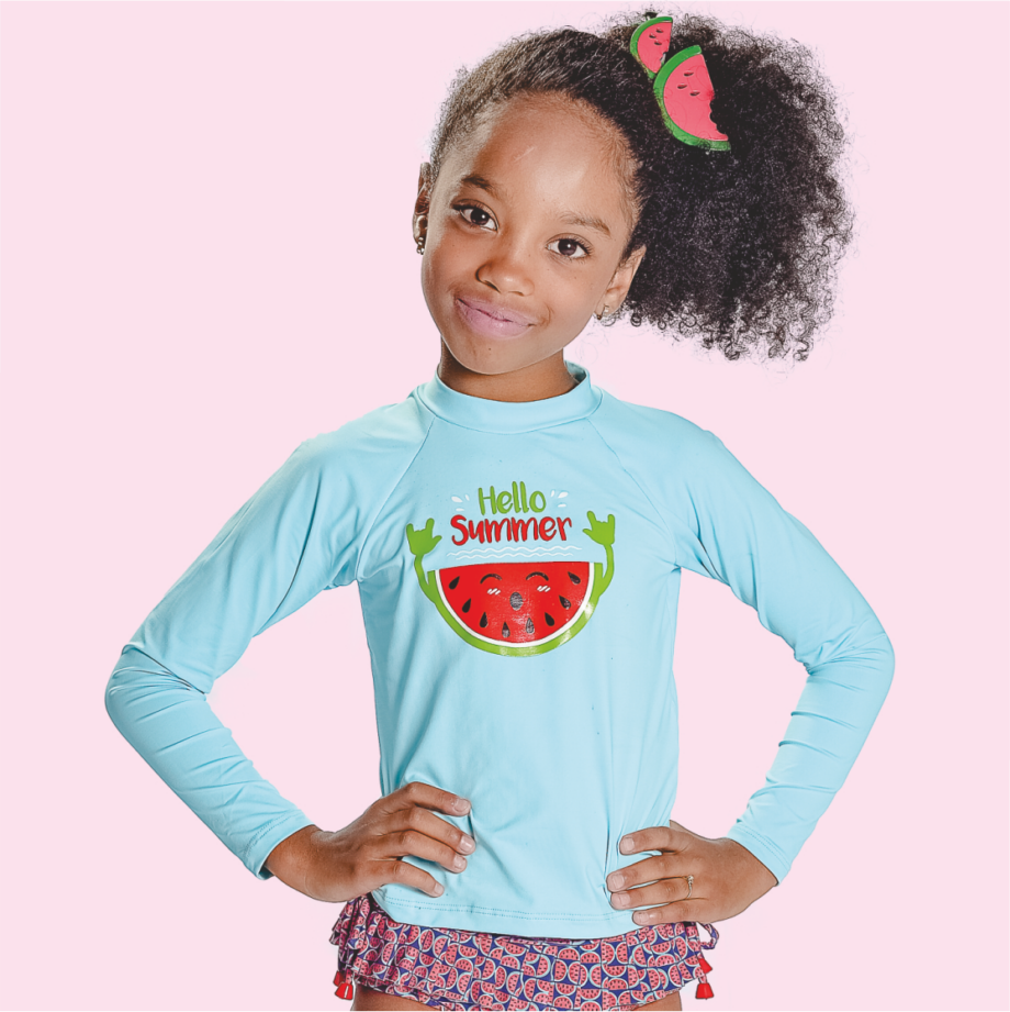 Blusa UV Feminina Verde Água/Melancia