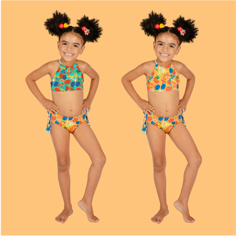 Biquíni Infantil Adriana Dupla Face Frutas