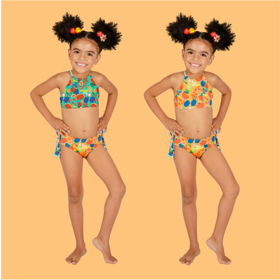 Biquíni Infantil Adriana Dupla Face Frutas