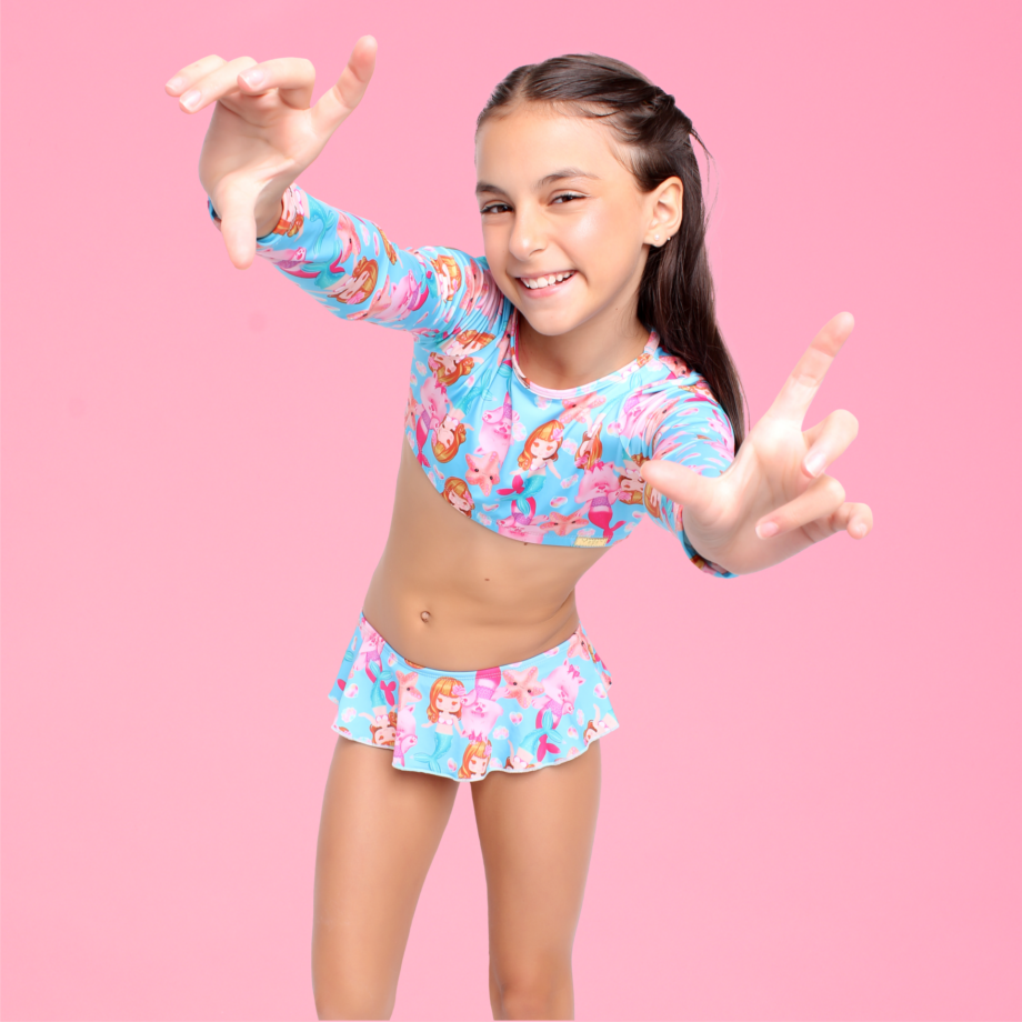Biquíni Infantil Cropped Karime Sereia Mari