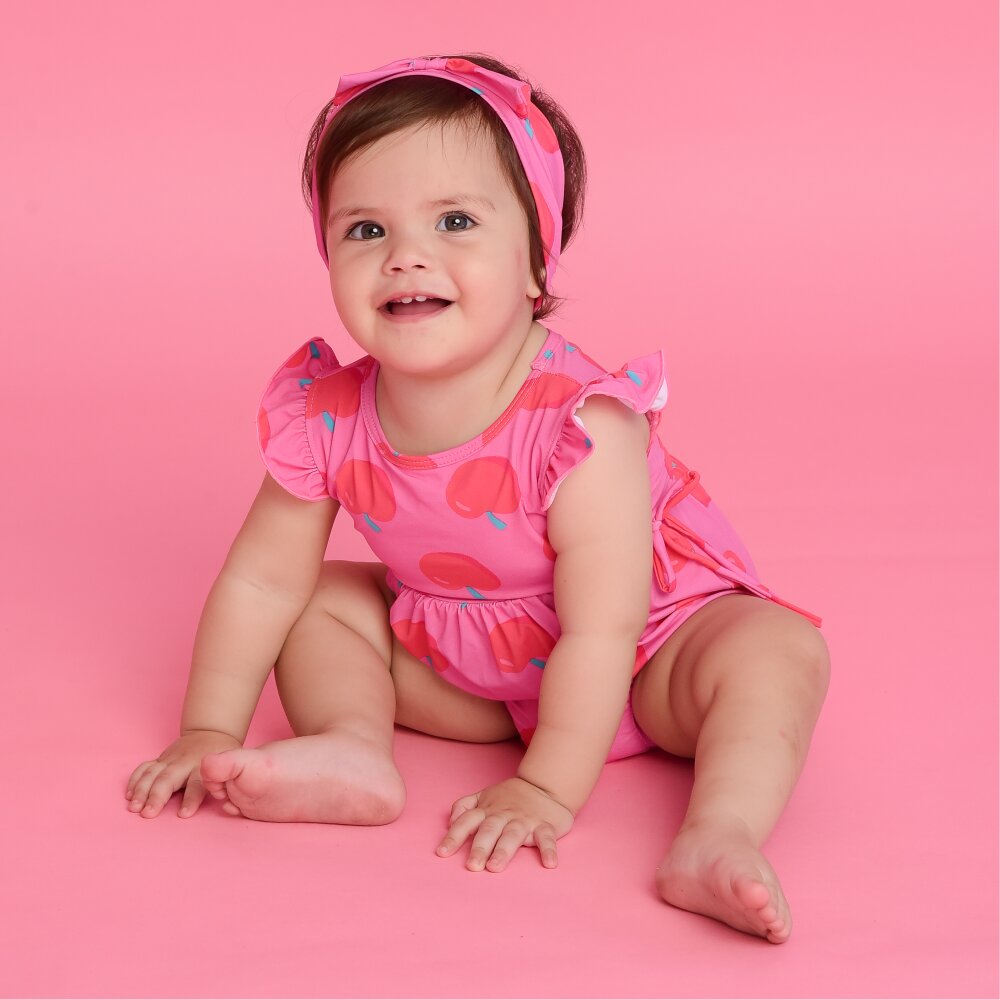 Maiô Magah Infantil Meu Primeiro Maiô Maçã Rosa