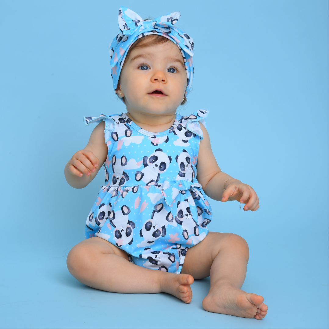 Maiô Infantil Meu Primeiro Maiô Panda Azul