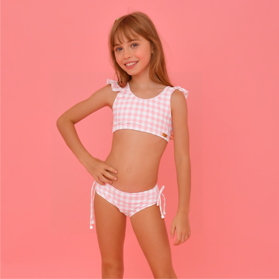 Biquíni  Alícia Xadrez Rosa
